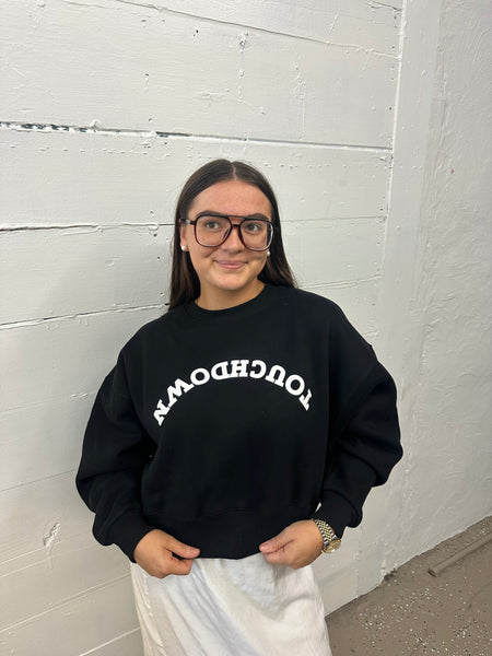 Upside Down Touchdown Puff Crop Sweatshirt