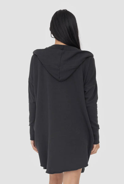 Black Longline Hoodie Cardigan