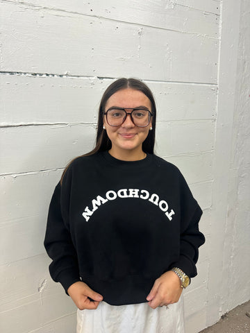Upside Down Touchdown Puff Crop Sweatshirt