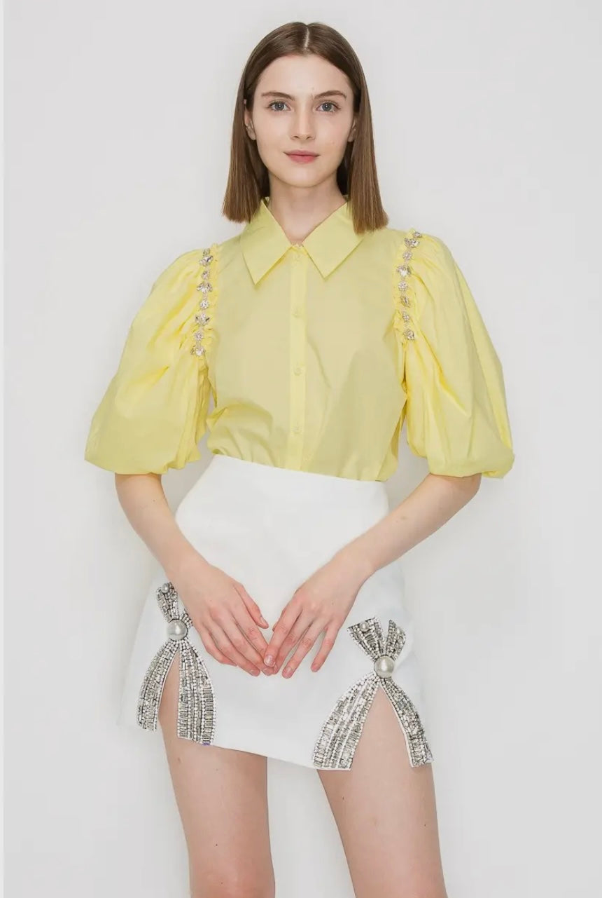 Yellow Puff Sleeve Top