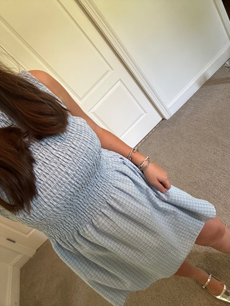 Sadie Dress - Blue Mini Gingham
