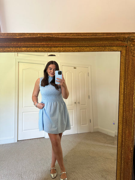 Sadie Dress - Blue Mini Gingham