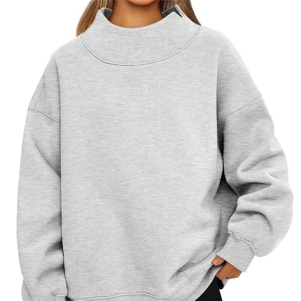 Light Grey Mock Neck Pullover