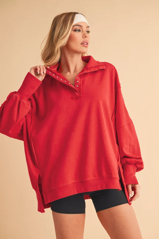 Oversized Half Snap Up Pullover