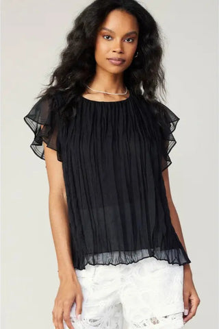 Flutter Short-Sleeve Crinkle Top