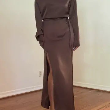 Brown Satin Dress