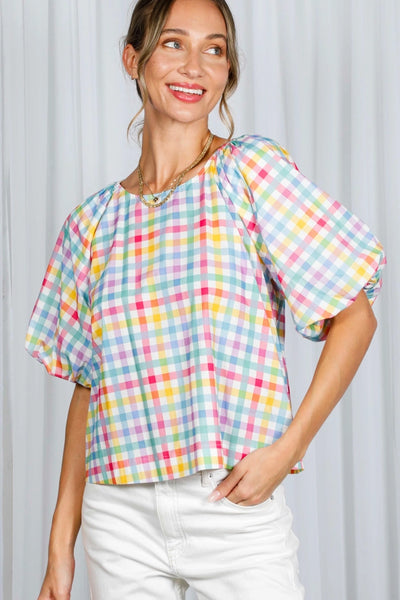 Plaid Blouse Top