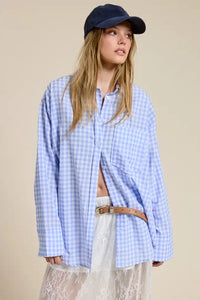 Oversized Gingham Button Down Shirt