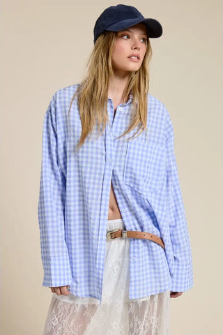 Oversized Gingham Button Down Shirt