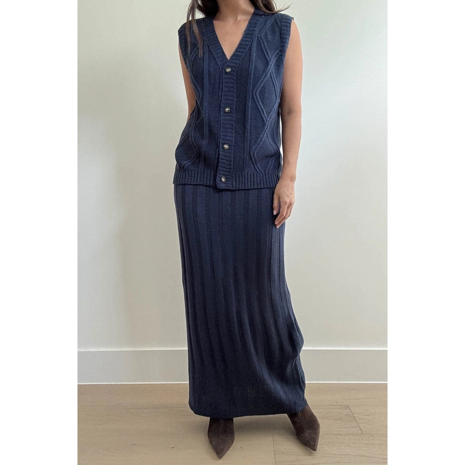 Two Piece Knit Vest Top and Maxi Skirt
