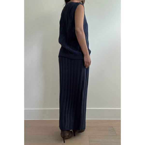 Two Piece Knit Vest Top and Maxi Skirt