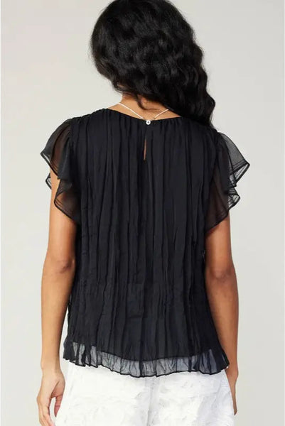 Flutter Short-Sleeve Crinkle Top