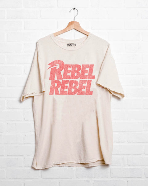 David Bowie Rebel Repeat Off White Thrifted Graphic Tee