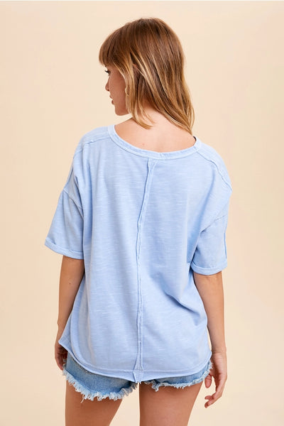 Blue V Neck Tee