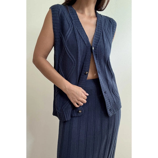 Two Piece Knit Vest Top and Maxi Skirt