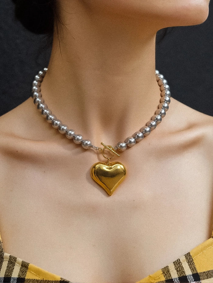 Gold and Silver Heart Necklace