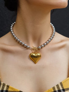 Gold and Silver Heart Necklace