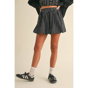 Black Striped Mini Skirt