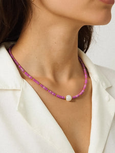Pink Beaded Pearl Necklace