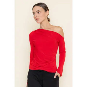 Red One Shoulder Top